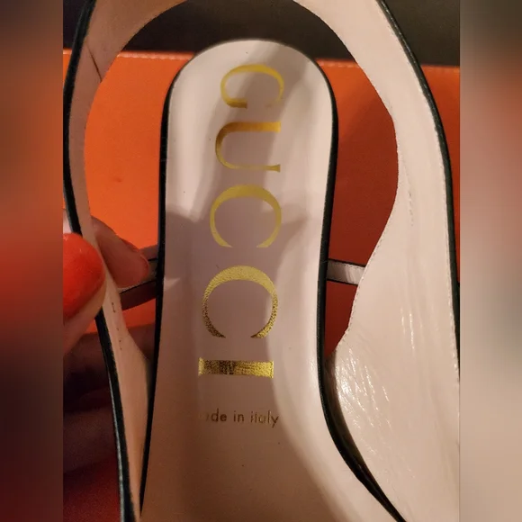 Gucci Zumi Black Leather Horsebit GG Pointed Toe Slingback Kitten heels - Picture 4 of 11